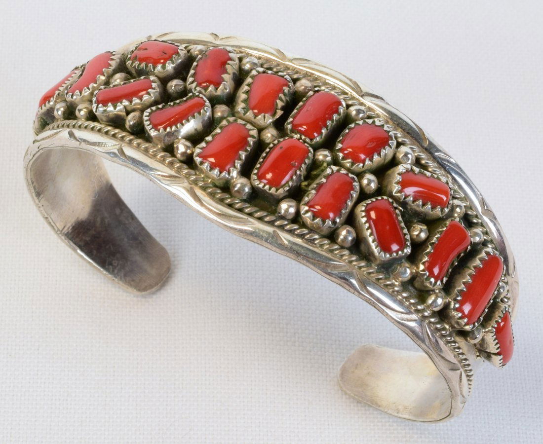 Annita Whitegoat Sterling Coral Free Form Bracelet (1 of 4)