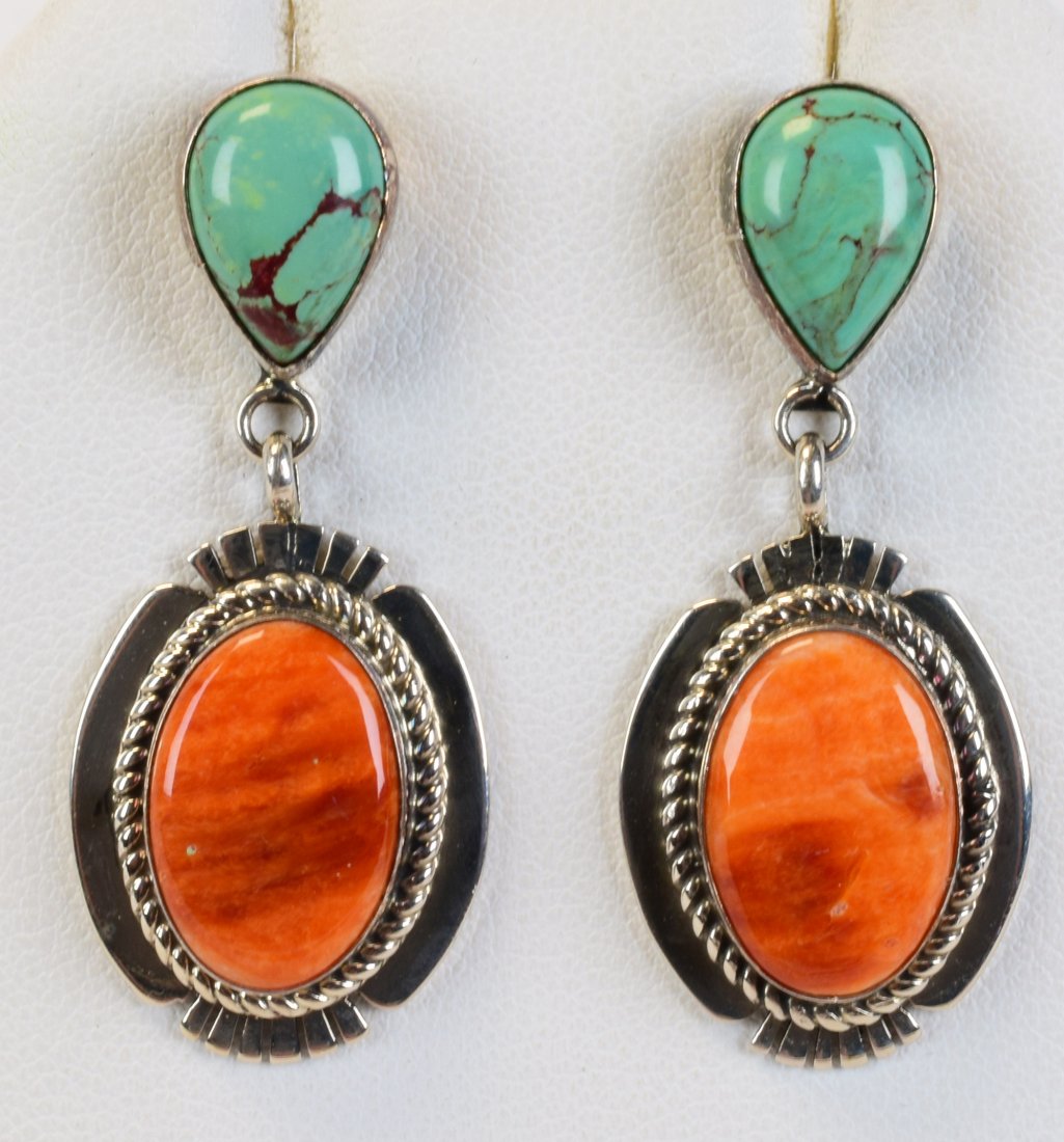 C. Wylie Sterling Spiny Oyster & Turquoise Earrings (1 of 3)