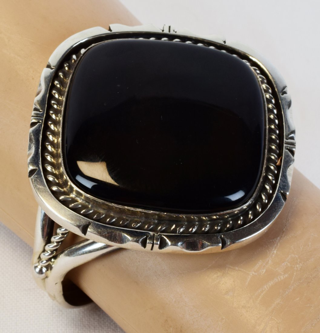 Eddie Secarato Sterling Silver Onyx Cuff Bracelet (1 of 5)