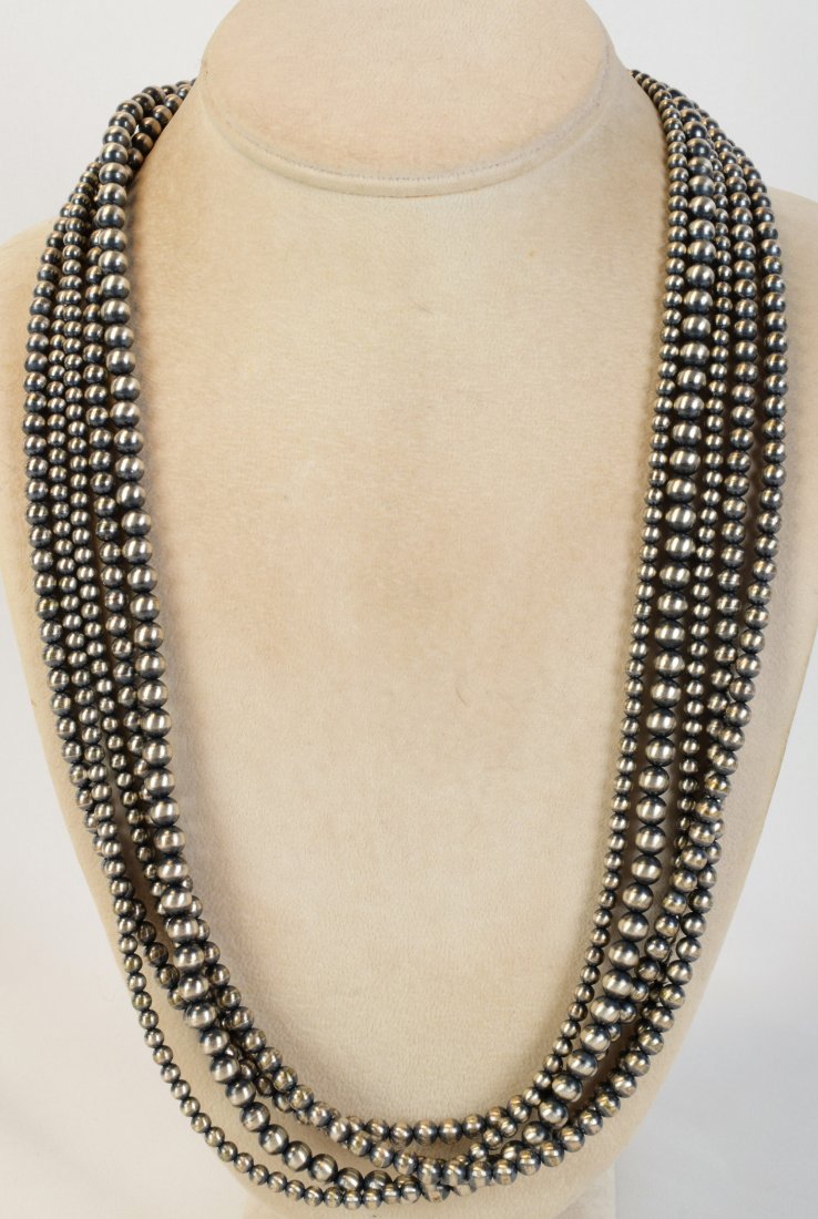 Native American 5 Strand Bench Bead Necklace-28 in. (1 of 4)