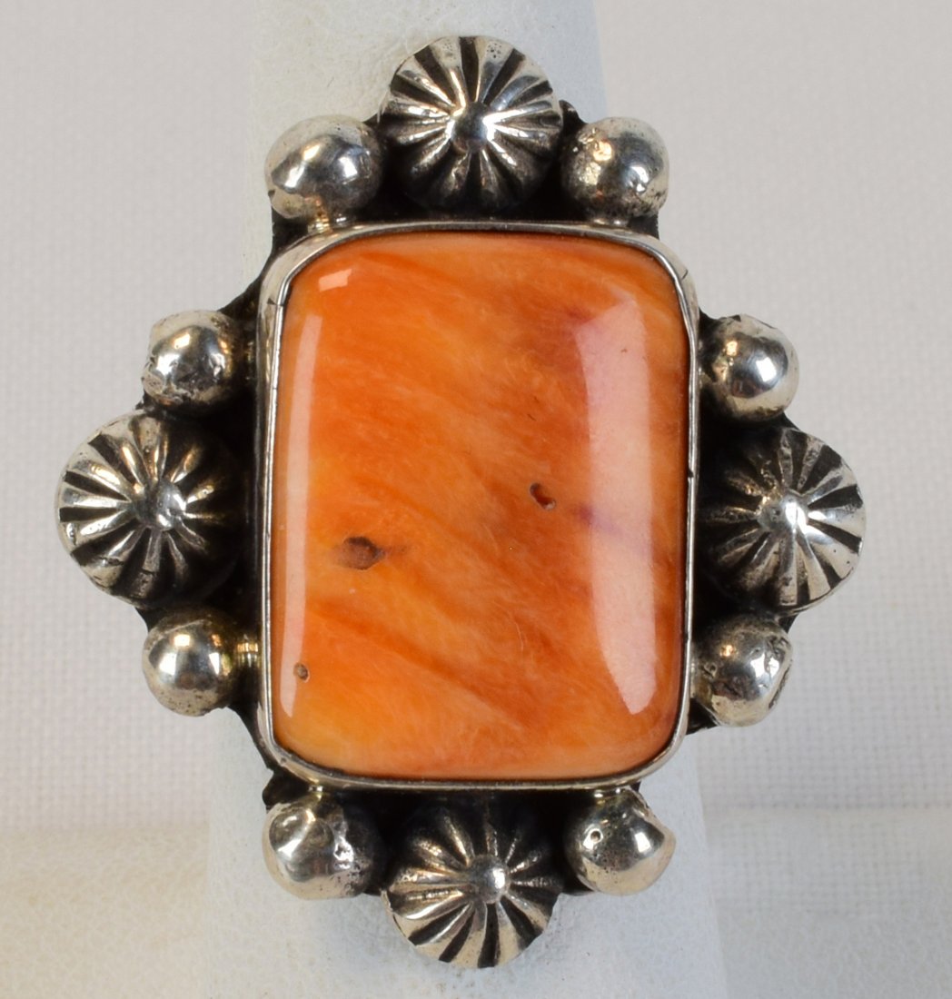 Chimney Butte Sterling Orange Spiny Oyster Ring (1 of 4)
