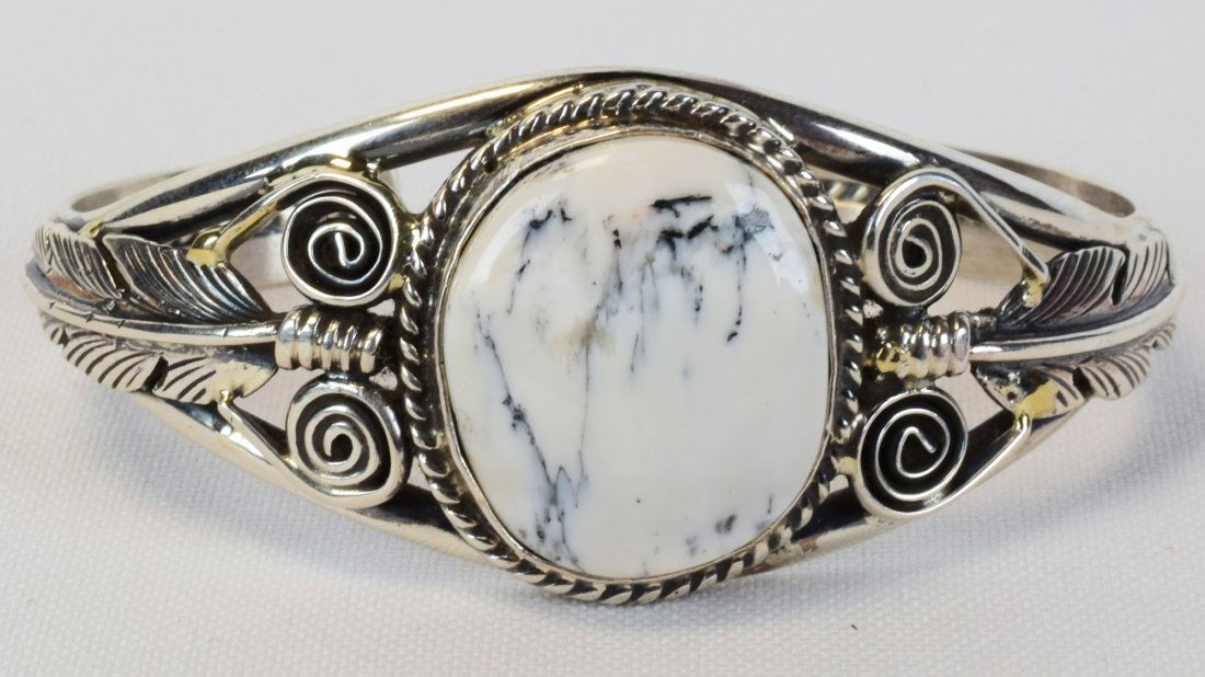 Marcella James Sterling White Buffalo Turquoise Cuff (1 of 5)