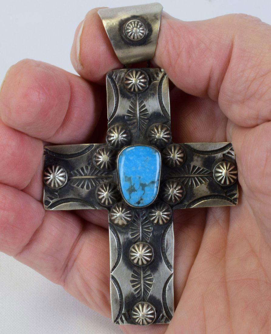 Chimney Butte Kingman Turquoise Cross Pendant (1 of 4)