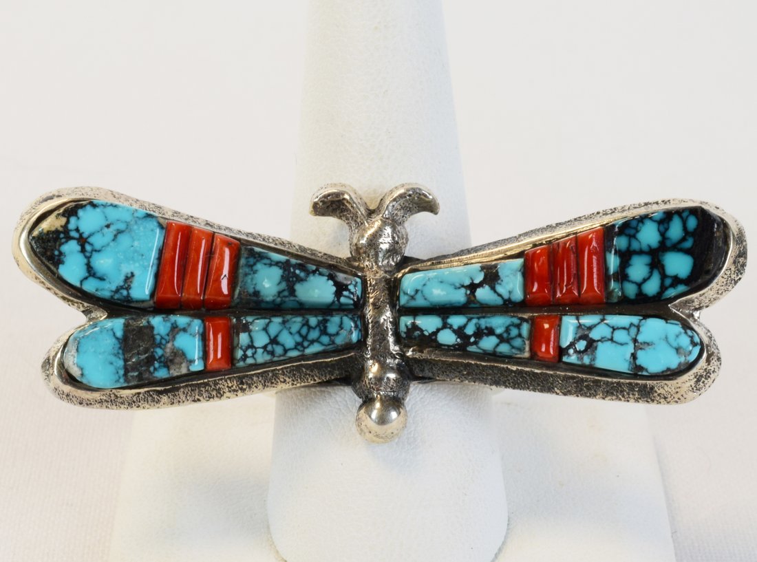 Lester James Sterling Silver Tufa Cast Inlay Ring (1 of 5)