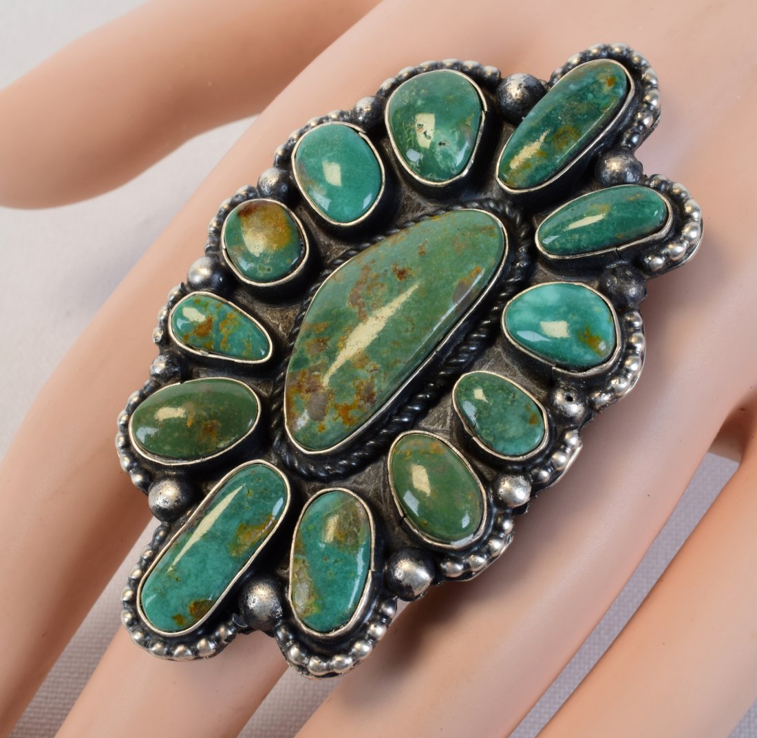 S. Cayantinto Sterling Lg. Carico Lake Turquoise Ring (1 of 3)