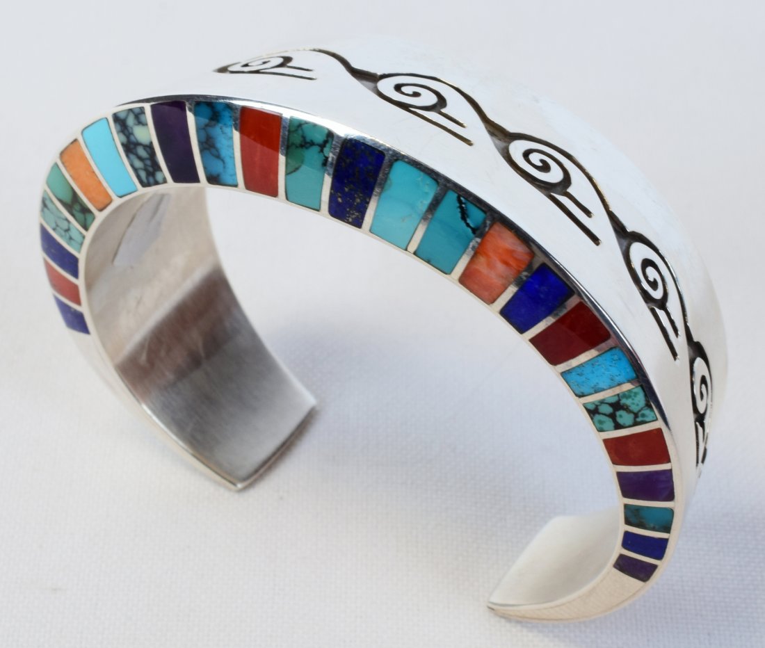 Lonn Parker Sterling Horse Hoof Multi-Stone Inlay Cuff (1 of 7)
