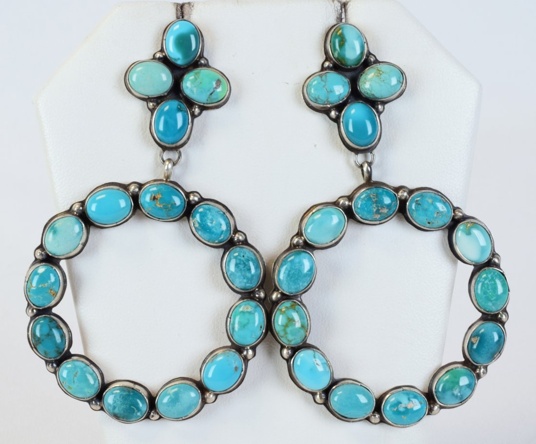 Annie Hoskie Candelaria Turquoise Lg. Earrings (1 of 3)