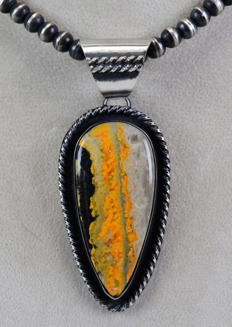 Native American Sterling Bumble Bee Jasper Pendant (1 of 3)