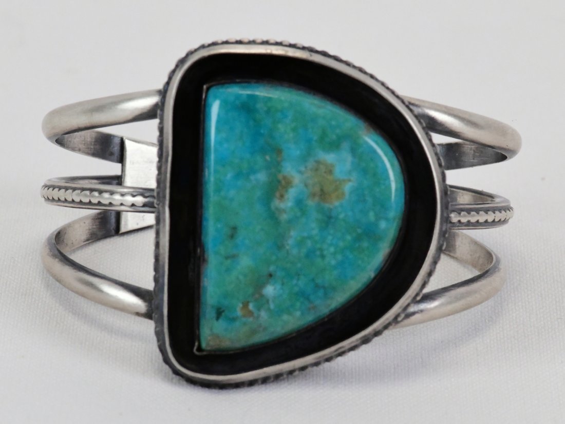 Native American Sterling Silver Fox Turquoise Bracelet (1 of 4)