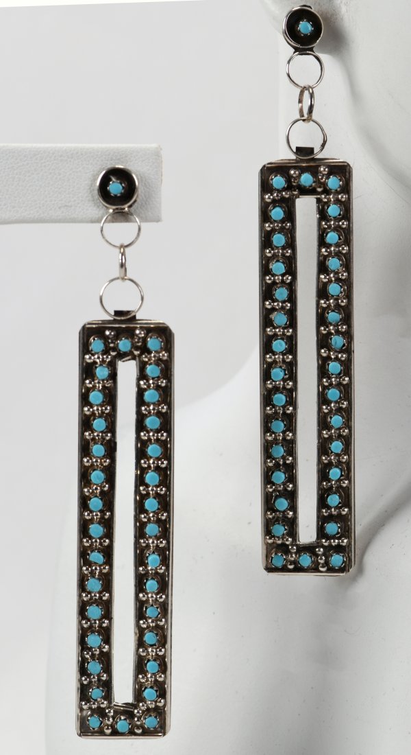 Joaan Cheama, Sterling  Zuni Snake Eye Earrings (1 of 3)