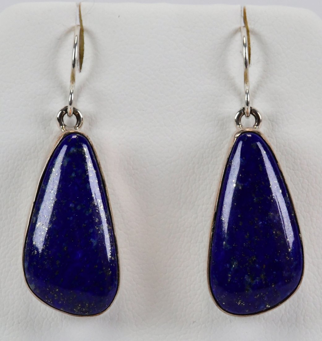 Native American Sterling Lapis Drop Earrings (1 of 3)