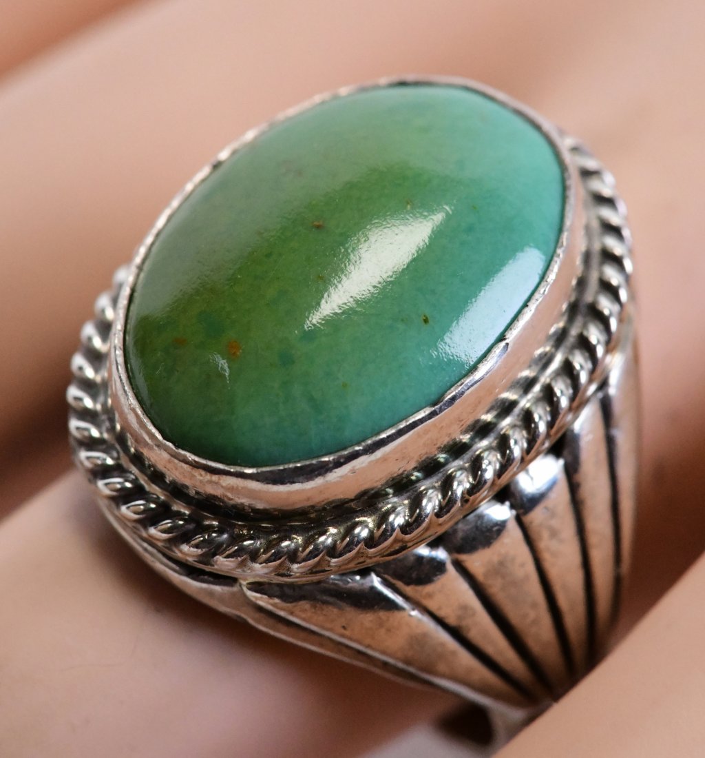 Navajo Vintage Fox Turquoise Men's Ring (1 of 3)