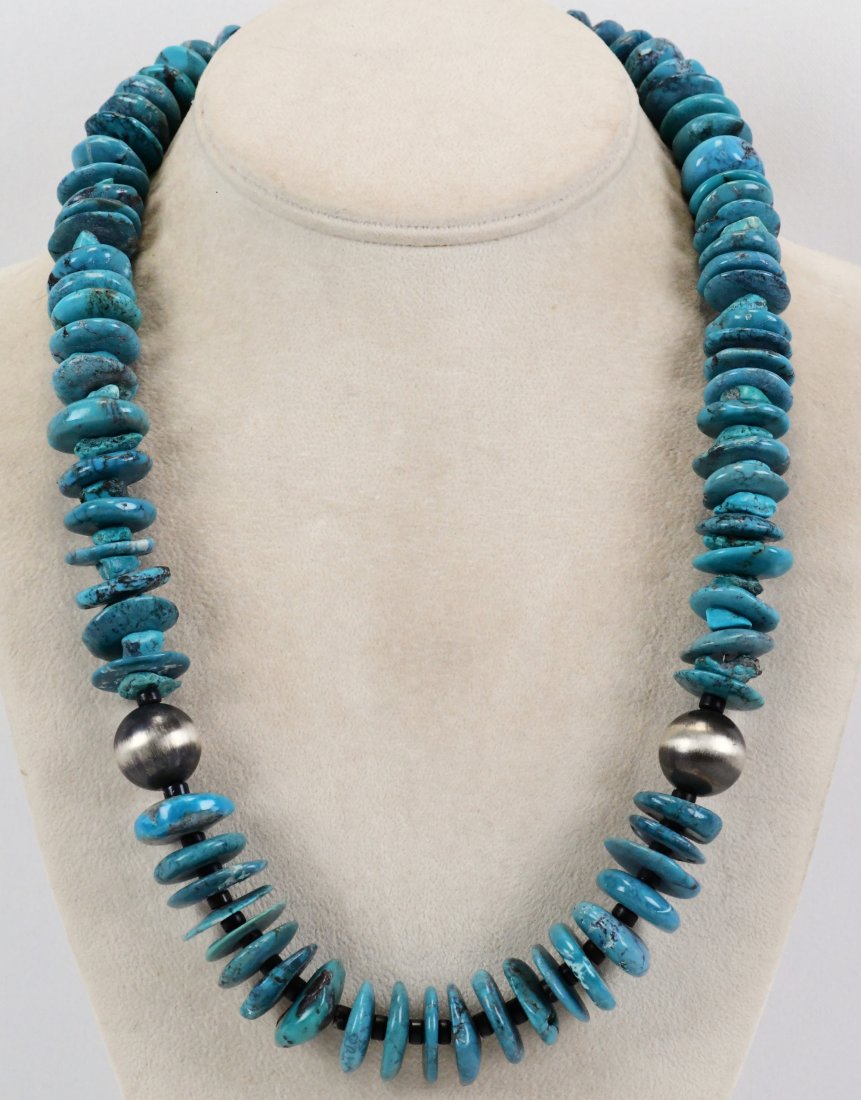 Native American Kingman Turquoise Disc Necklace (1 of 4)