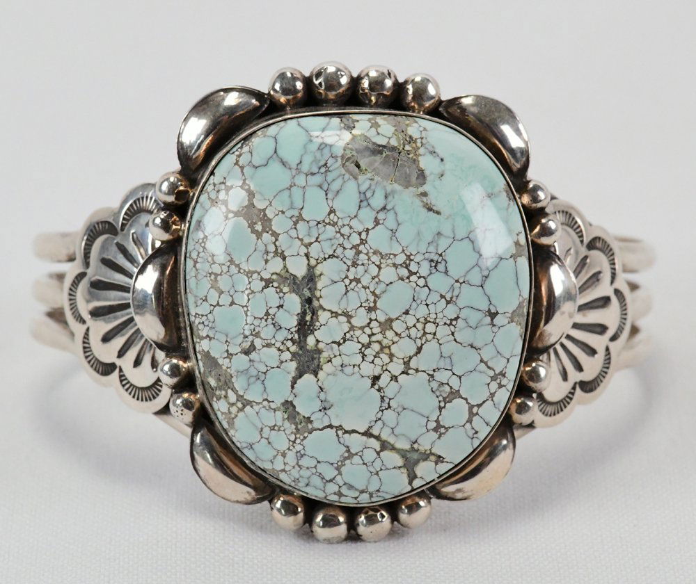 Mary Ann Spencer Sterling Number 8 Turquoise Bracelet (1 of 4)