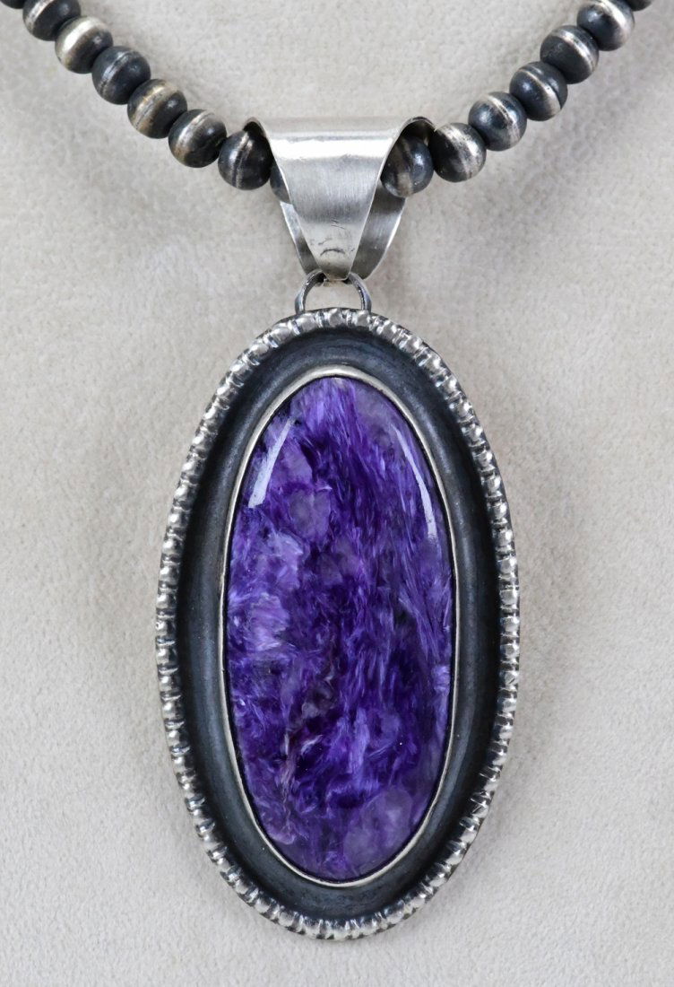 Native American Charoite Sterling Silver Pendant (1 of 4)