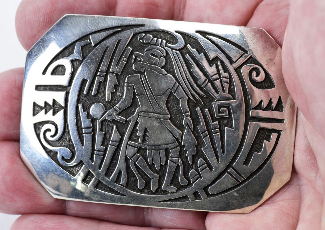 Native American Sterling Kachina Dancer Belt Buckle (1 of 3)