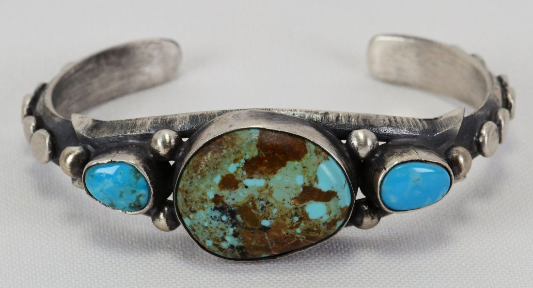 Navajo Sterling Kingman & No. 8 Turquoise Cuff (1 of 3)