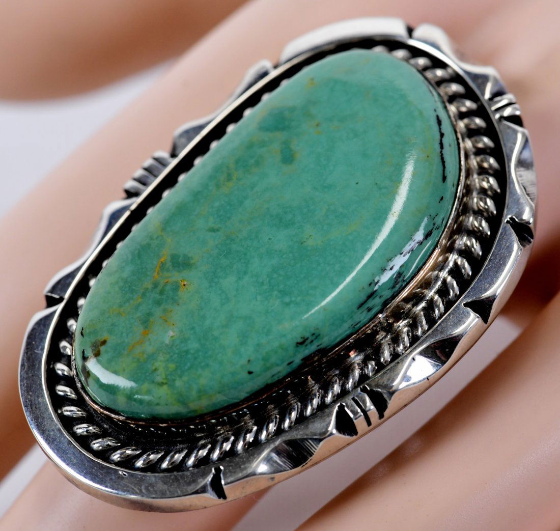 Navajo Sterling Manassa Turquoise Large Ring (1 of 3)