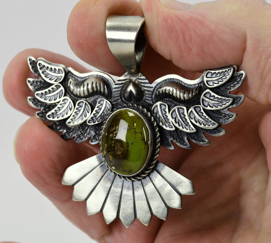 Navajo Sterling Eagle Pendant w/Orville Jack Turquoise (1 of 4)