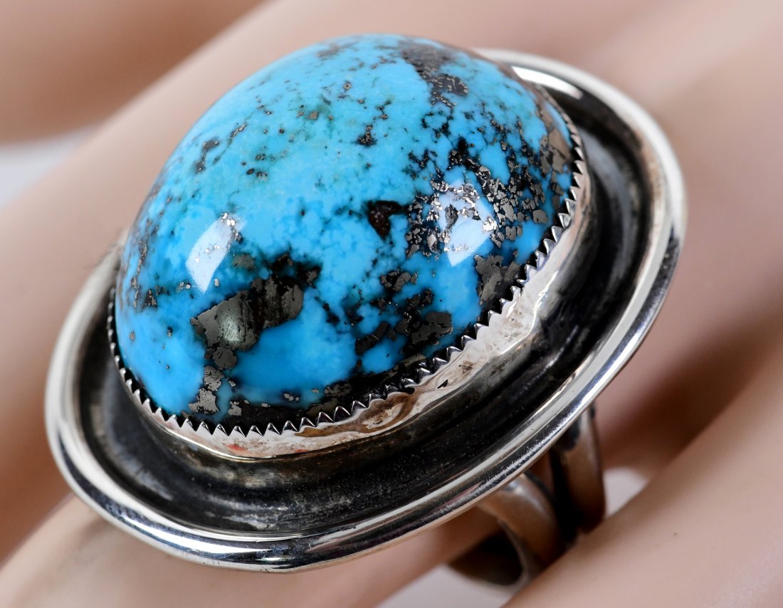 Chimney Butte Sterling Domed Egyptian Turquoise Ring (1 of 4)