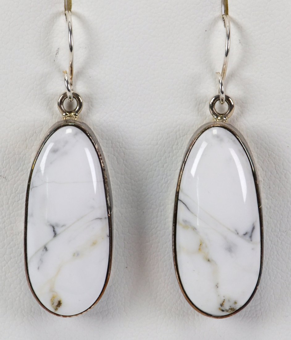 Navajo Sterling White Buffalo Turquoise Earrings (1 of 3)