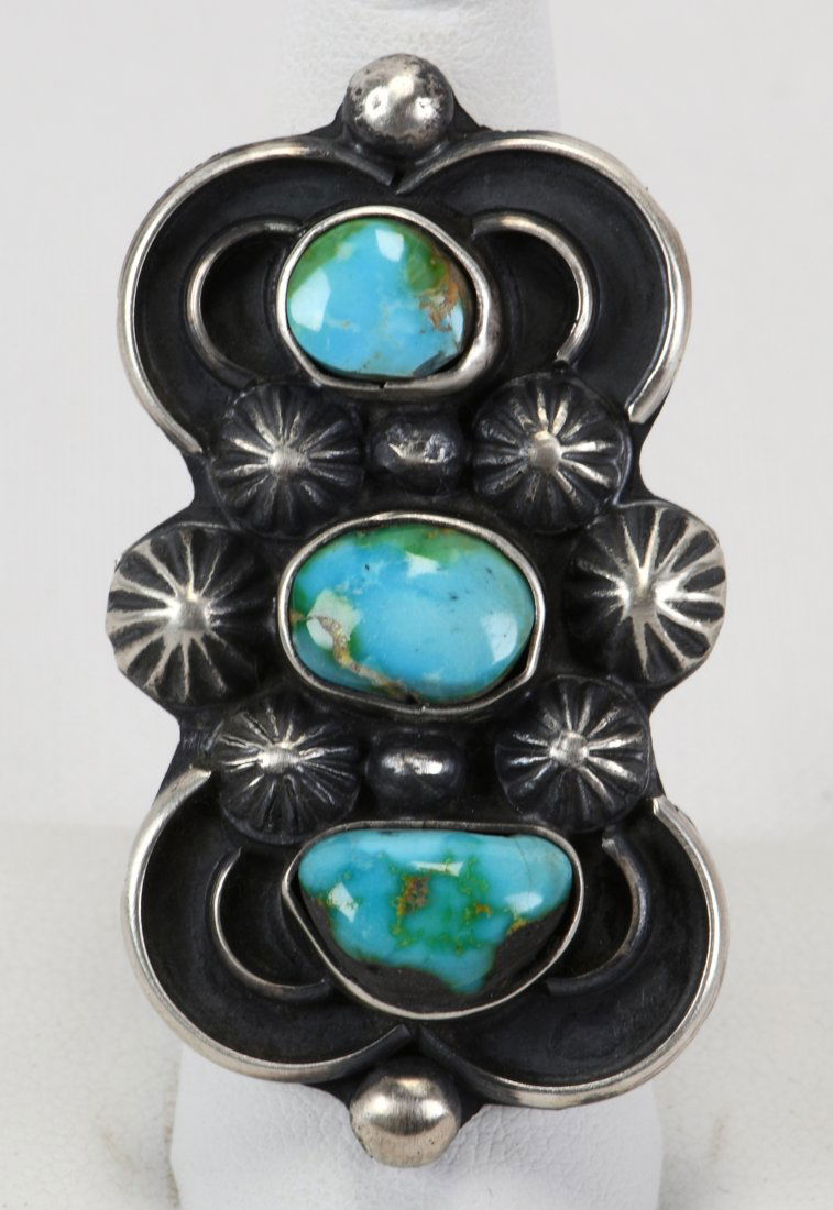 Navajo Sterling Blue Diamond Turquoise Ring (1 of 3)