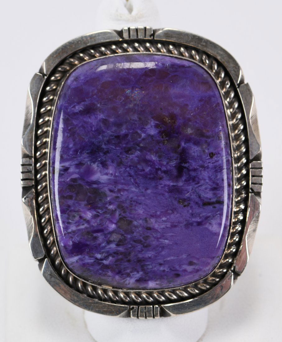 Eddie Secatero Sterling Silver Lg. Charoite Ring (1 of 3)