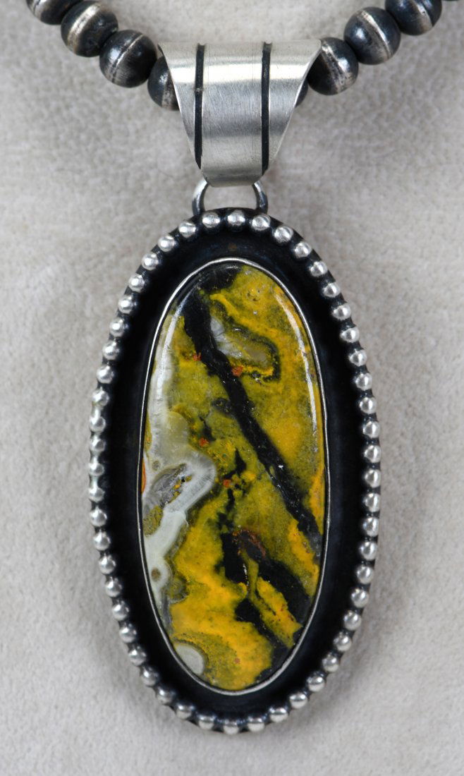 Navajo Sterling Silver Bumble Bee Jasper Pendant (1 of 3)