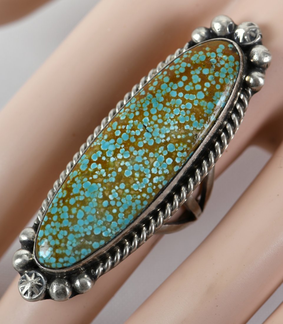 Augustine Largo Sterling No. 8 Turquoise Long Ring (1 of 3)