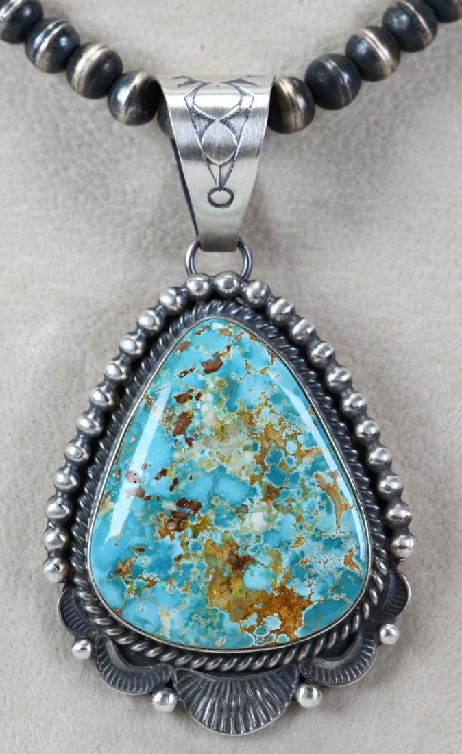 Mary Ann Spencer Sterling Royston Turquoise Pendant (1 of 4)