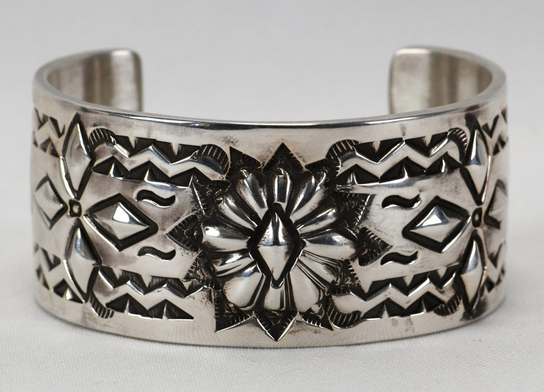 Elvira Bill Sterling Silver Heavy Stamp Cuff Bracelet (1 of 5)