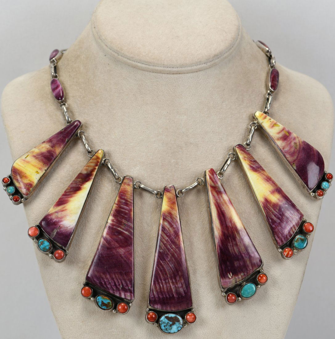 Vernon & Clarissa Hale Sterling Spiny Oyster Necklace (1 of 4)