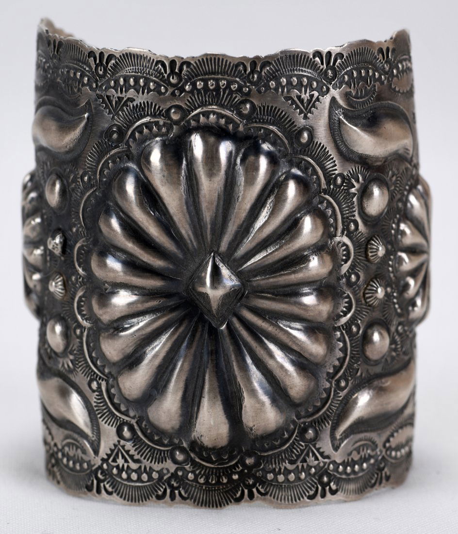 Vincent Platero Sterling Wide Band Stamped Cuff Bracele (1 of 6)