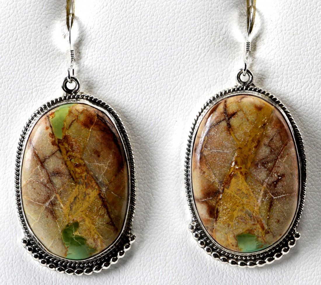 Navajo Sterling Boulder Turquoise Earrings (1 of 3)