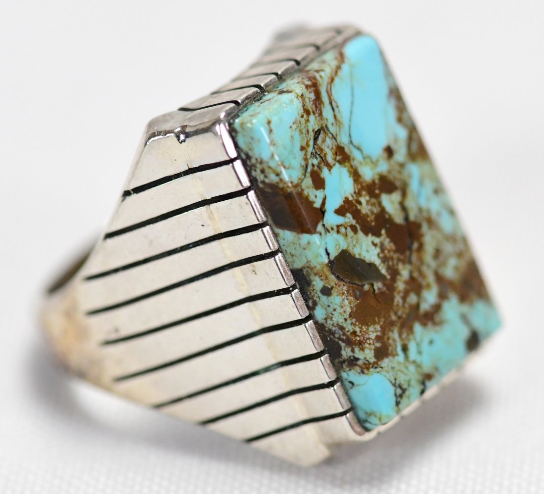 Ray Jack Sterling Silver No. 8 Turquoise Men's Ring (1 of 4)
