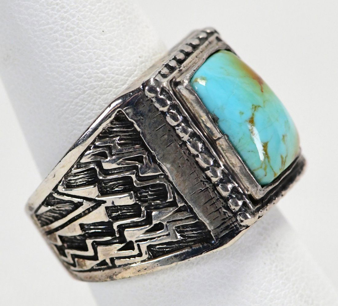 Native American Sterling Kingman Turquoise Men's Ring (1 of 4)