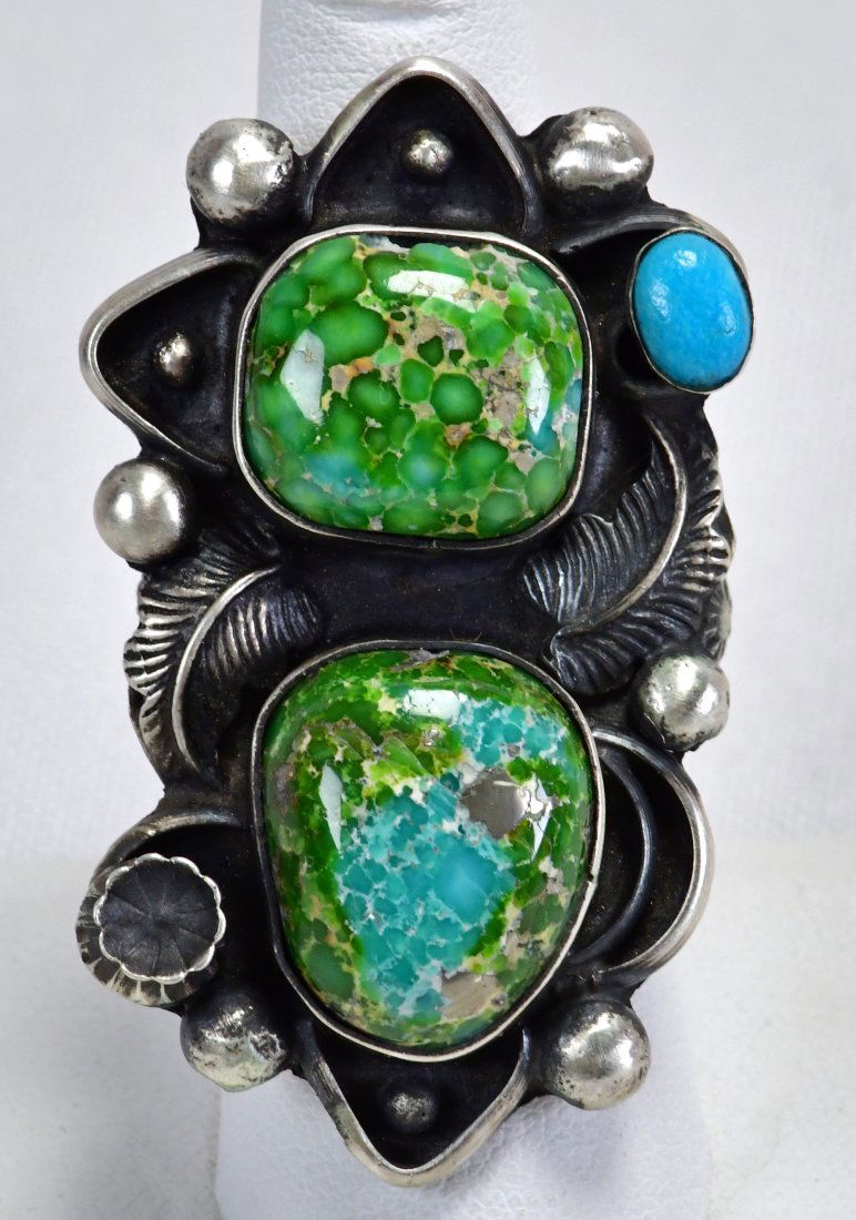 Navajo Sterling Silver Sonoran Gold Turquoise Ring (1 of 4)