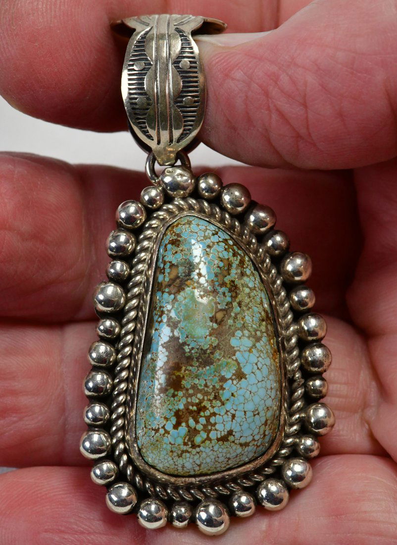 Eugene Belone Sterling No. 8 Turquoise Pendant (1 of 4)