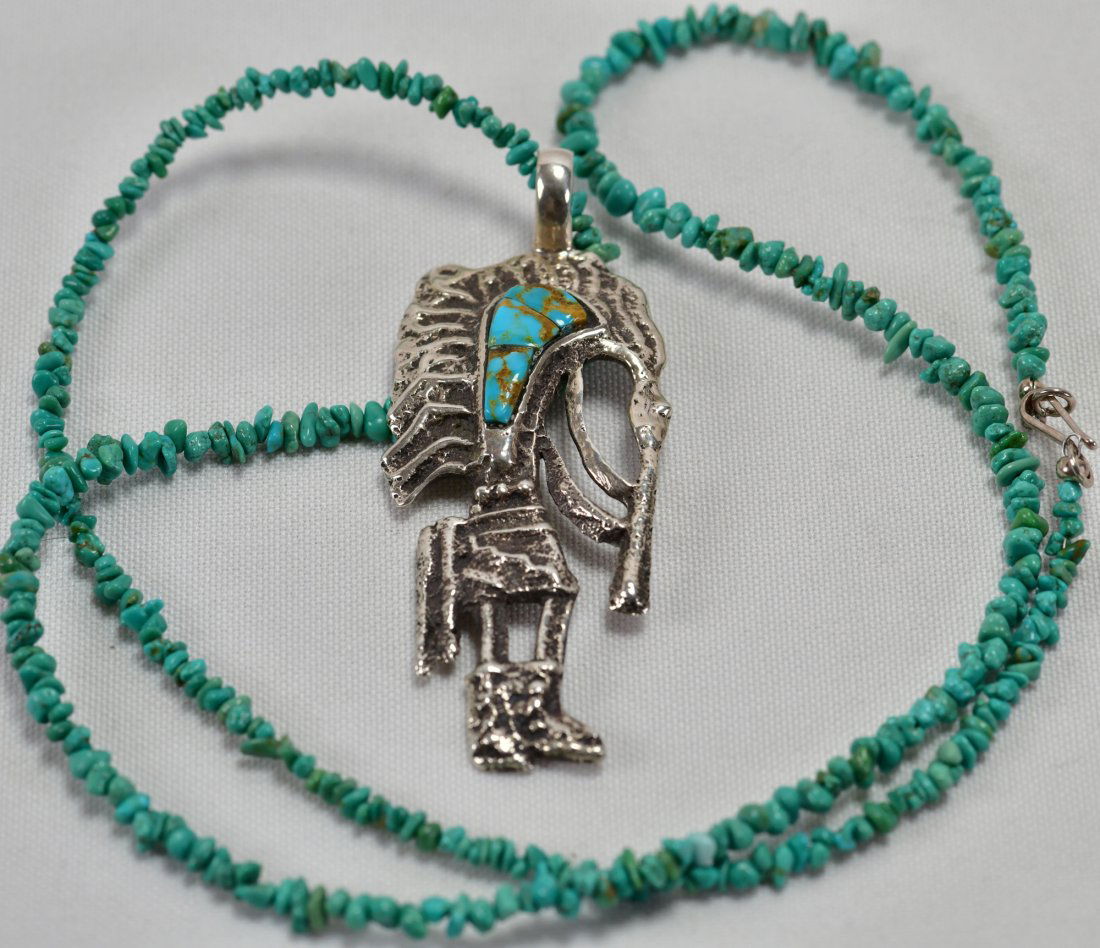 Navajo Sterling Kokopelli Pendant Necklace (1 of 2)