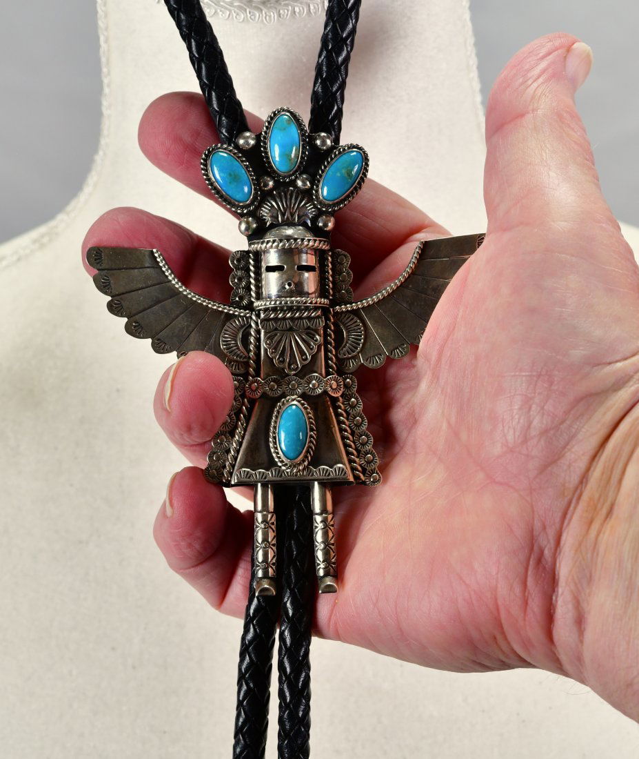 Garrett Hale Sterling Lg. Kachina Bolo w/Turquoise (1 of 6)
