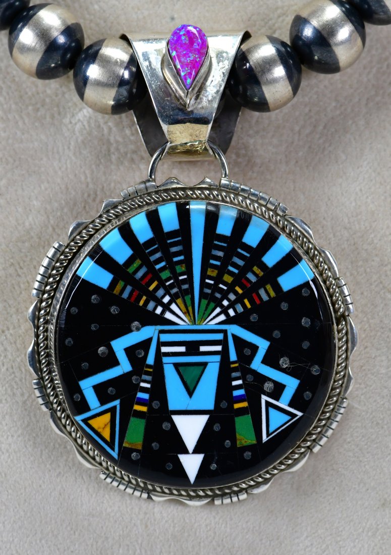 Navajo, Ray Jack Sterling Micro Inlay Pendant (1 of 4)
