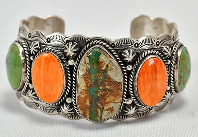Striking Vintage Navajo Intense Huge Wildhrse Turquoise Sterling Silver Bracelet Striking Vintage Navajo Intense Huge Wildhrse Turquoise Sterling Silver Bracelet