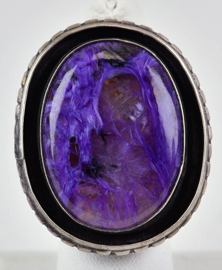 Native American Sterling Silver Charoite Large Ring (1 of 4)