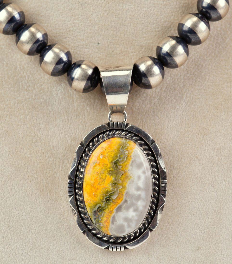 Eddie Secatero Sterling Bumble Bee Jasper Pendant (1 of 5)