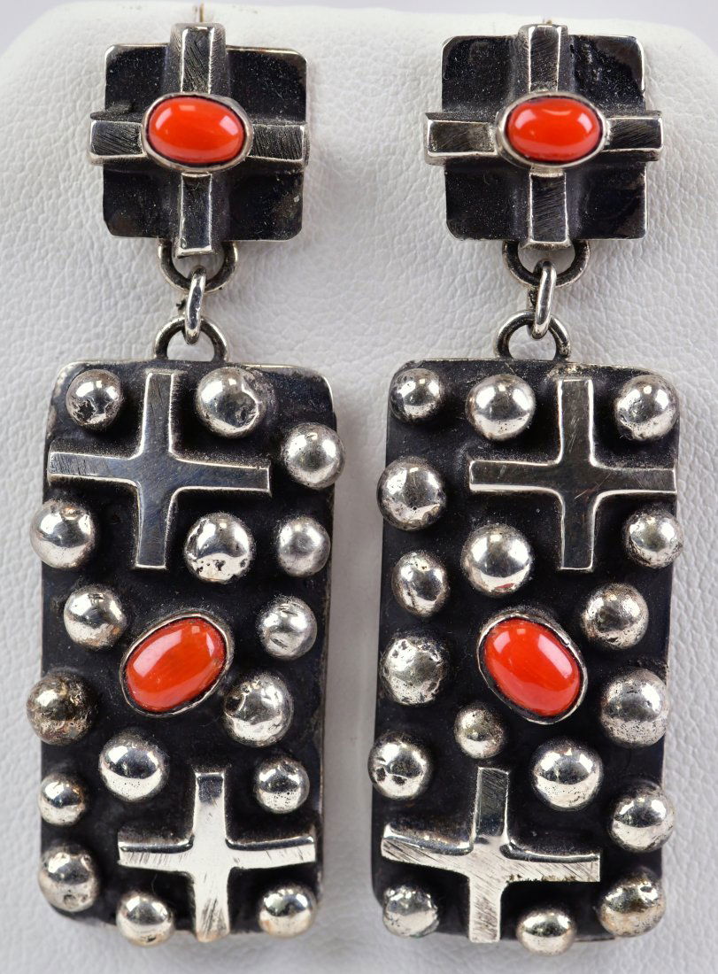 Navajo Sterling Cross and Dot Sterling Earrings (1 of 3)