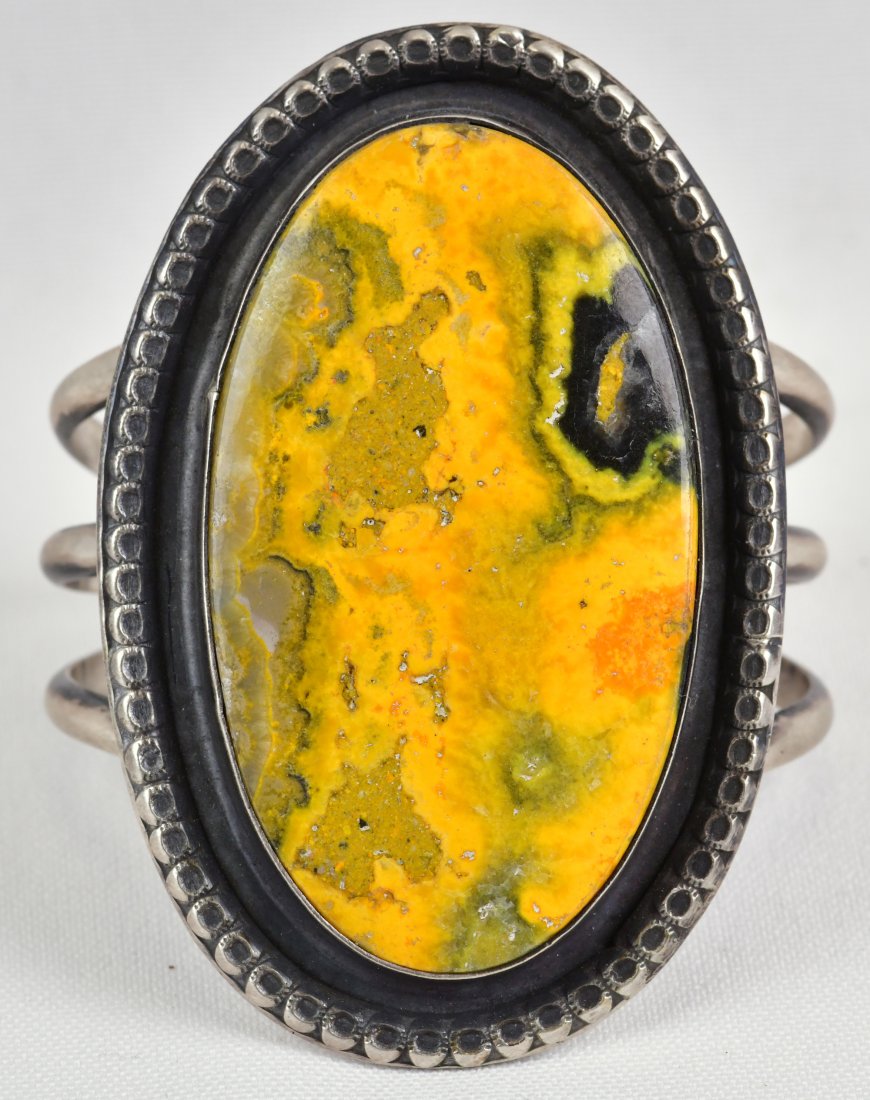 Native American Sterling Bumble Bee Jasper Cuff (1 of 3)