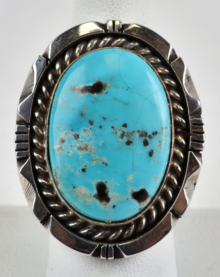 Navajo Sterling Lone Mountain Turquoise Ring (1 of 4)