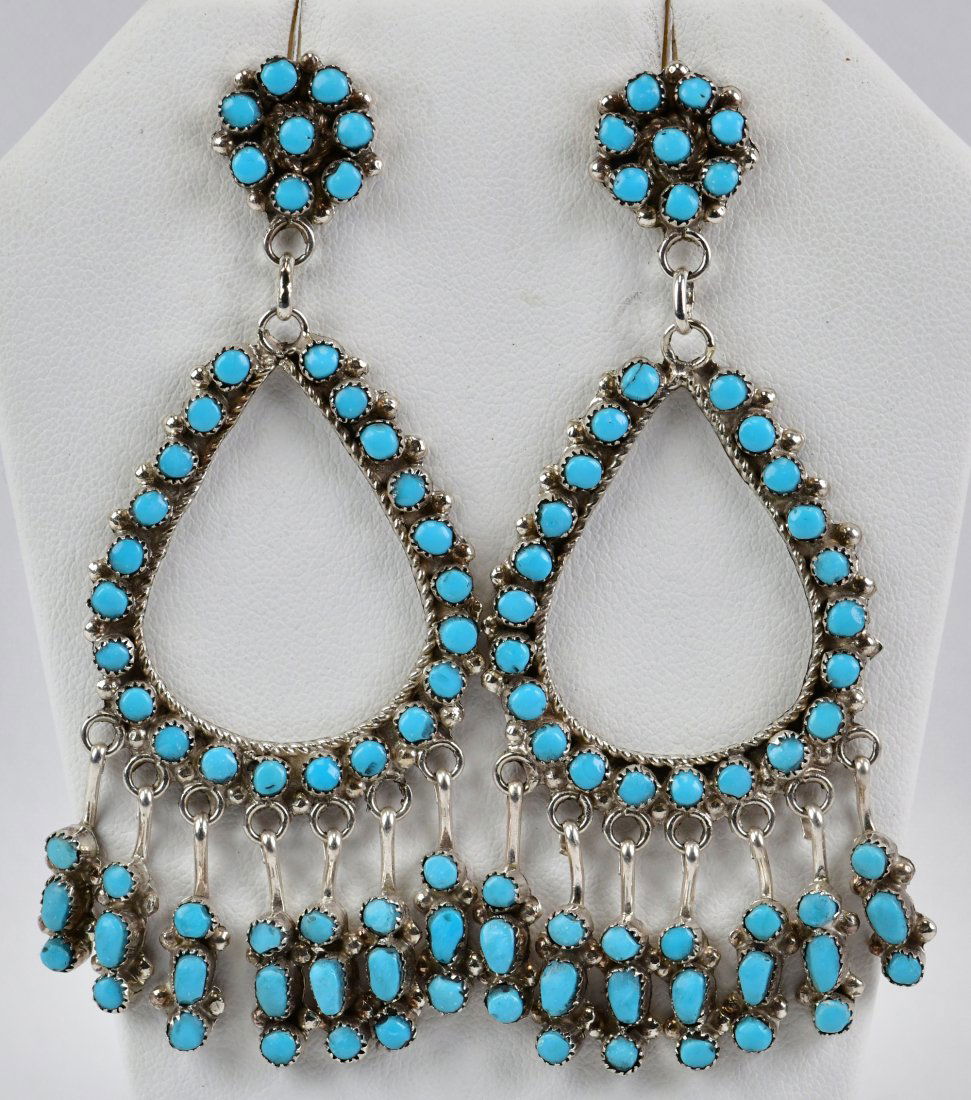 Phyllis Laate, Sterling Turquoise Snake Eye Earrings (1 of 3)
