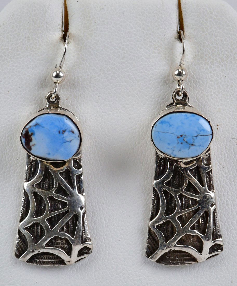 Native American Sterling Golden Hills Spiderweb Earrings (1 of 3)