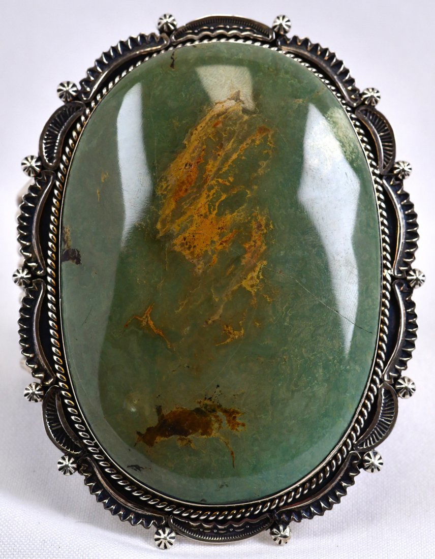 Harris Joe Sterling Huge Royston Turquoise Bracelet (1 of 5)